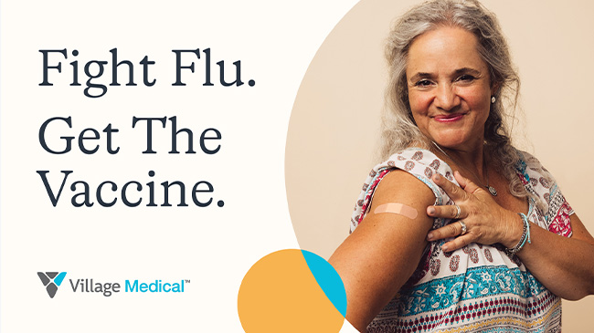 A woman after getting the flu vaccine at Village Medical