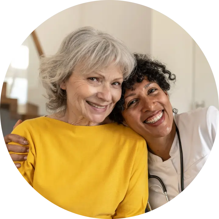Smiling patient with a smiling doctor